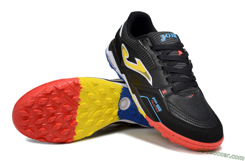 Joma Top Flex TF Artificial Turf Soccer Shoes - Black/Yellow/Red 3