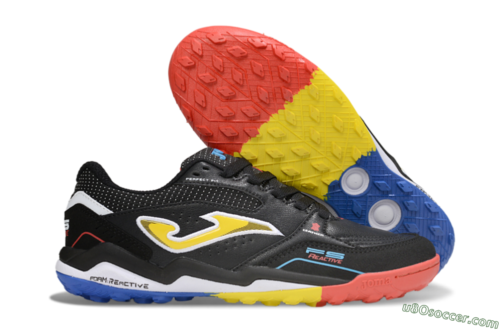 Joma Top Flex TF Artificial Turf Soccer Shoes - Black/Yellow/Red 1