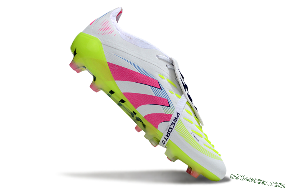 Adidas Predator 25 Elite Foldover Tongue AG Artificial Grass Soccer Cleats - White/Pink/Yellow 4