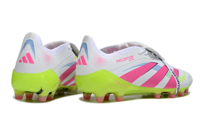 Adidas Predator 25 Elite Foldover Tongue AG Artificial Grass Soccer Cleats - White/Pink/Yellow