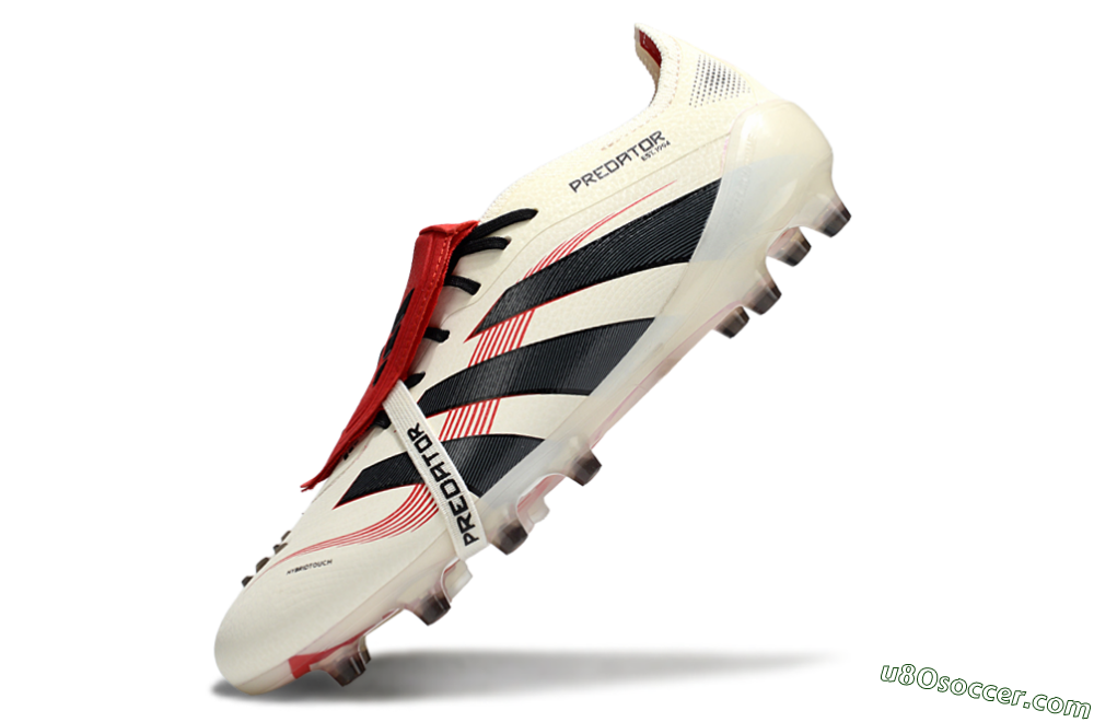 Adidas Predator 25 Elite Foldover Tongue AG Artificial Grass Soccer Cleats - White/Black/Red 5