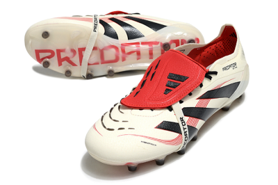 Adidas Predator 25 Elite Foldover Tongue AG Artificial Grass Soccer Cleats - White/Black/Red