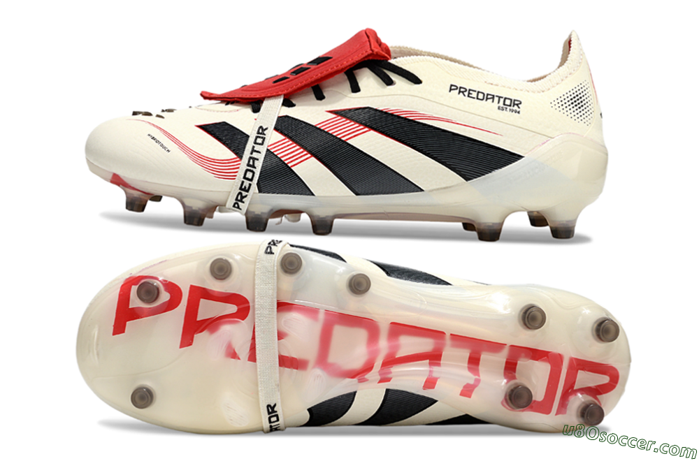 Adidas Predator 25 Elite Foldover Tongue AG Artificial Grass Soccer Cleats - White/Black/Red 0