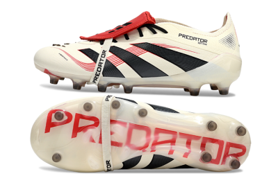 Adidas Predator 25 Elite Foldover Tongue AG Artificial Grass Soccer Cleats - White/Black/Red
