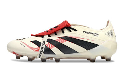 Adidas Predator 25 Elite Foldover Tongue AG Artificial Grass Soccer Cleats - White/Black/Red