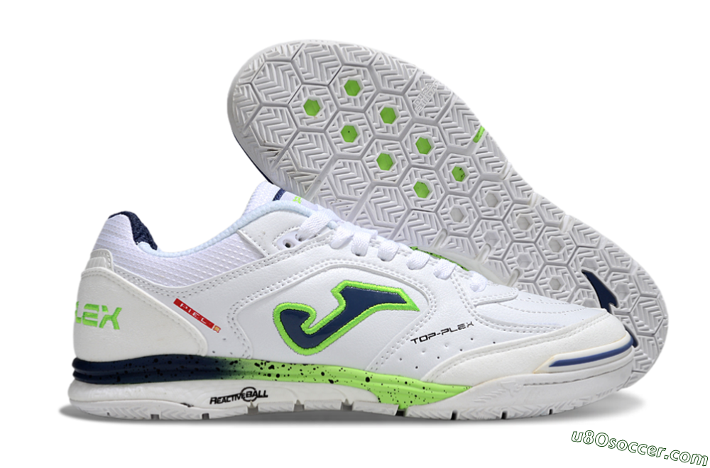 Joma Top Flex IC Indoor & Futsal Soccer Shoes - White/Blue/Yellow 1