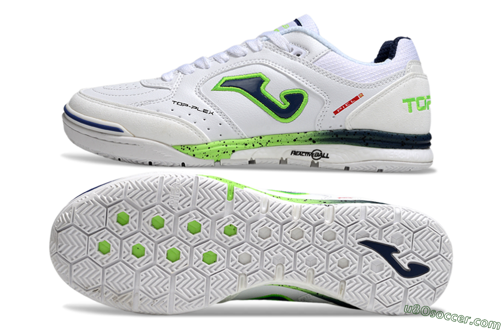 Joma Top Flex IC Indoor & Futsal Soccer Shoes - White/Blue/Yellow 0