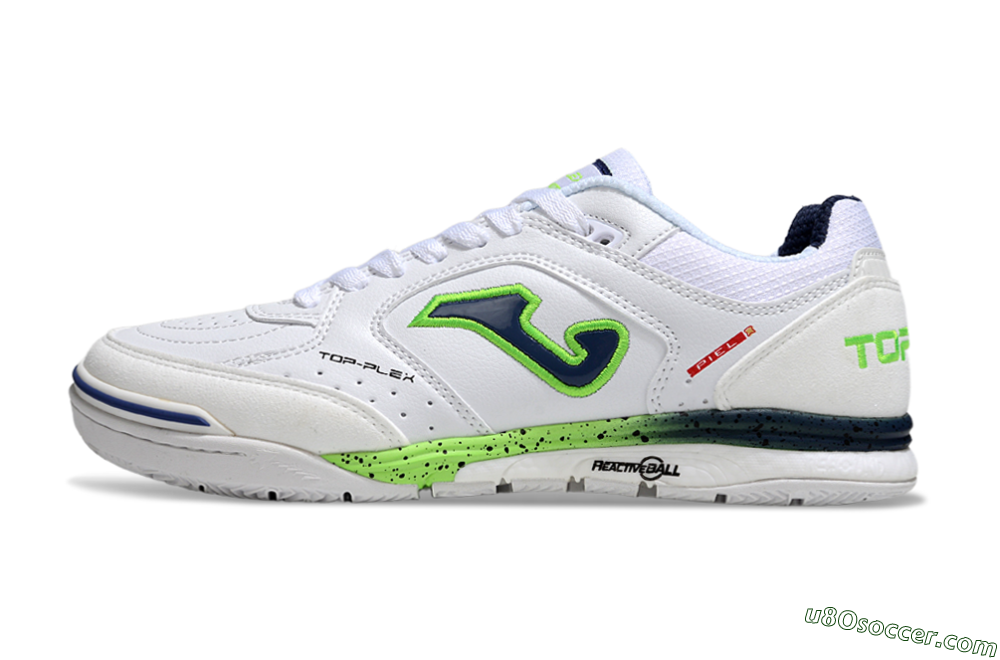 Joma Top Flex IC Indoor & Futsal Soccer Shoes - White/Blue/Yellow 2