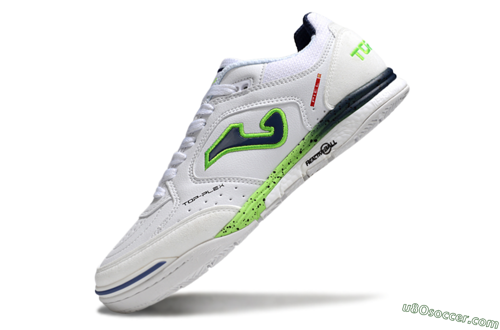 Joma Top Flex IC Indoor & Futsal Soccer Shoes - White/Blue/Yellow 5