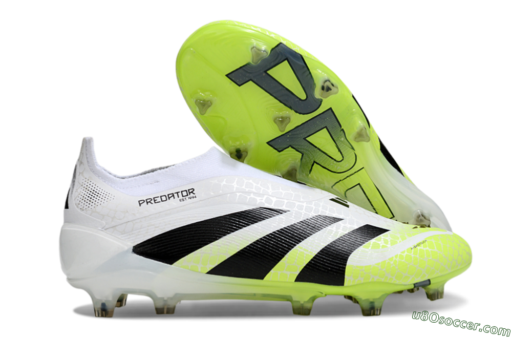 Adidas Predator 25 Elite Laceless FG Firm Ground Soccer Cleats - White/Black/Yellow 1