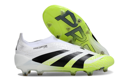 Adidas Predator 25 Elite Laceless FG Firm Ground Soccer Cleats - White/Black/Yellow
