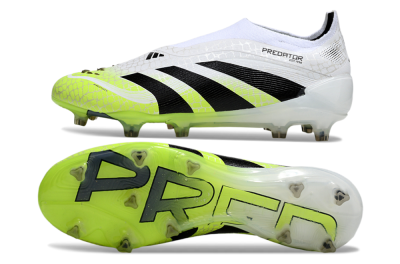 Adidas Predator 25 Elite Laceless FG Firm Ground Soccer Cleats - White/Black/Yellow