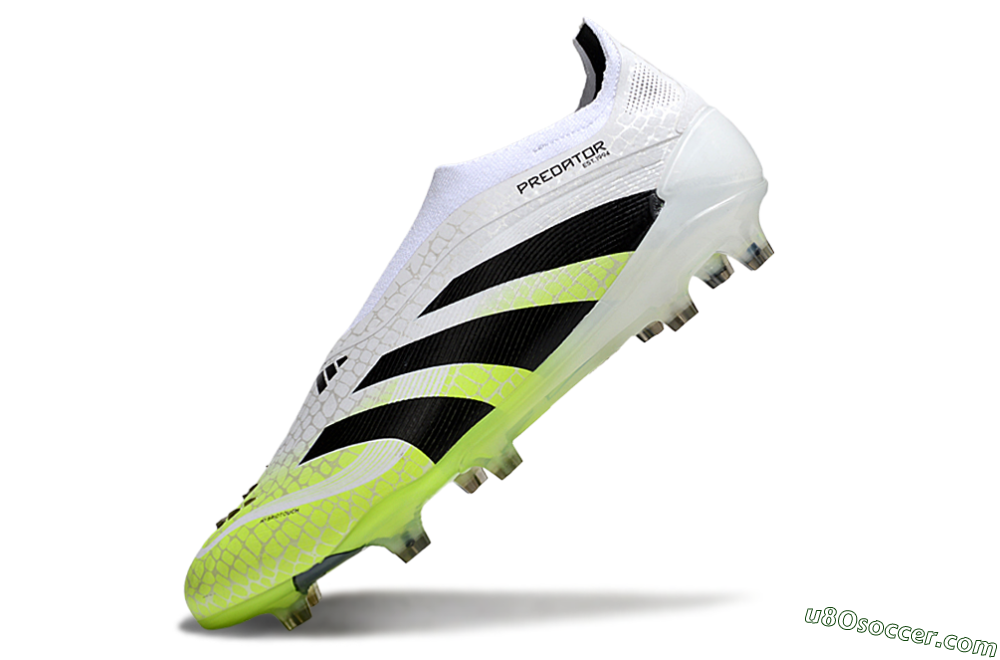 Adidas Predator 25 Elite Laceless FG Firm Ground Soccer Cleats - White/Black/Yellow 5