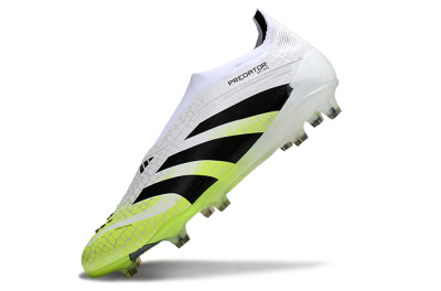 Adidas Predator 25 Elite Laceless FG Firm Ground Soccer Cleats - White/Black/Yellow