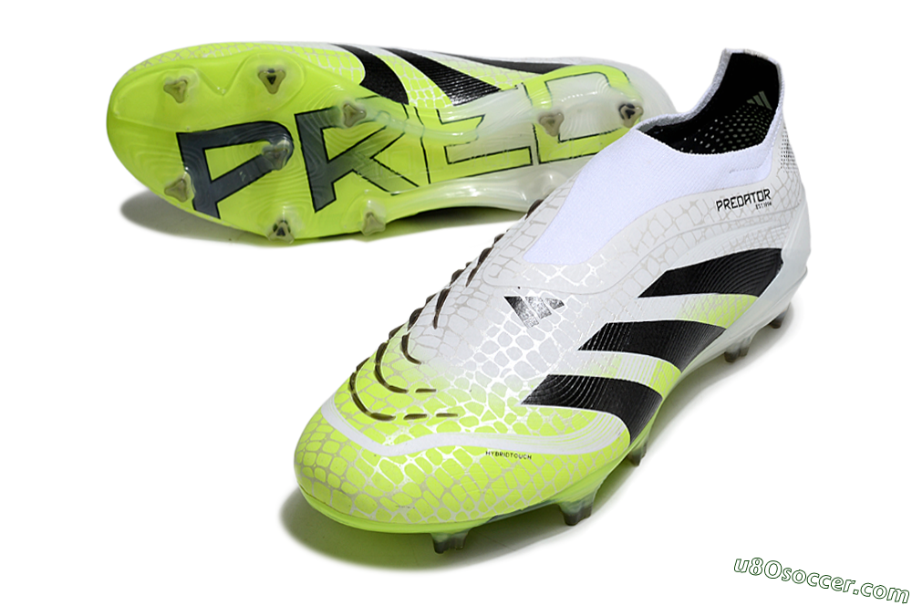 Adidas Predator 25 Elite Laceless FG Firm Ground Soccer Cleats - White/Black/Yellow 3