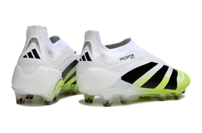 Adidas Predator 25 Elite Laceless FG Firm Ground Soccer Cleats - White/Black/Yellow