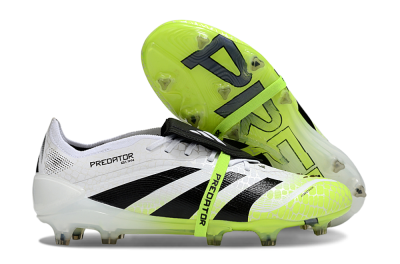 Adidas Predator 25 Elite Foldover Tongue FG Firm Ground Soccer Cleats - White/Black/Yellow