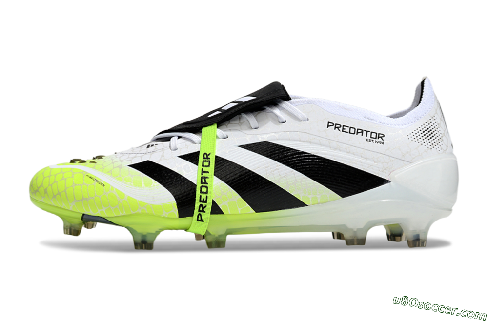 Adidas Predator 25 Elite Foldover Tongue FG Firm Ground Soccer Cleats - White/Black/Yellow 2
