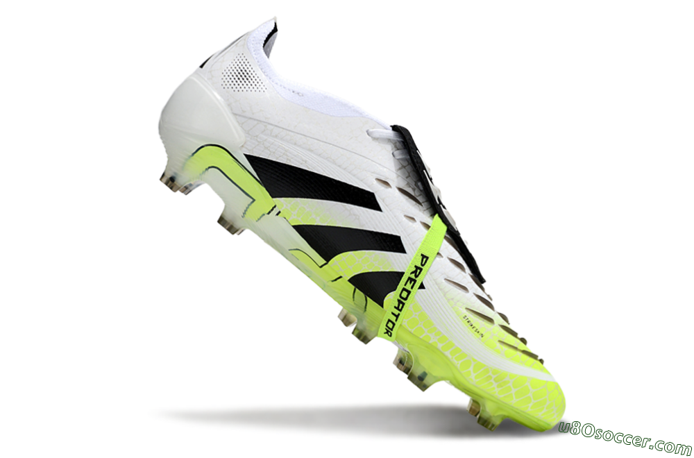 Adidas Predator 25 Elite Foldover Tongue FG Firm Ground Soccer Cleats - White/Black/Yellow 4