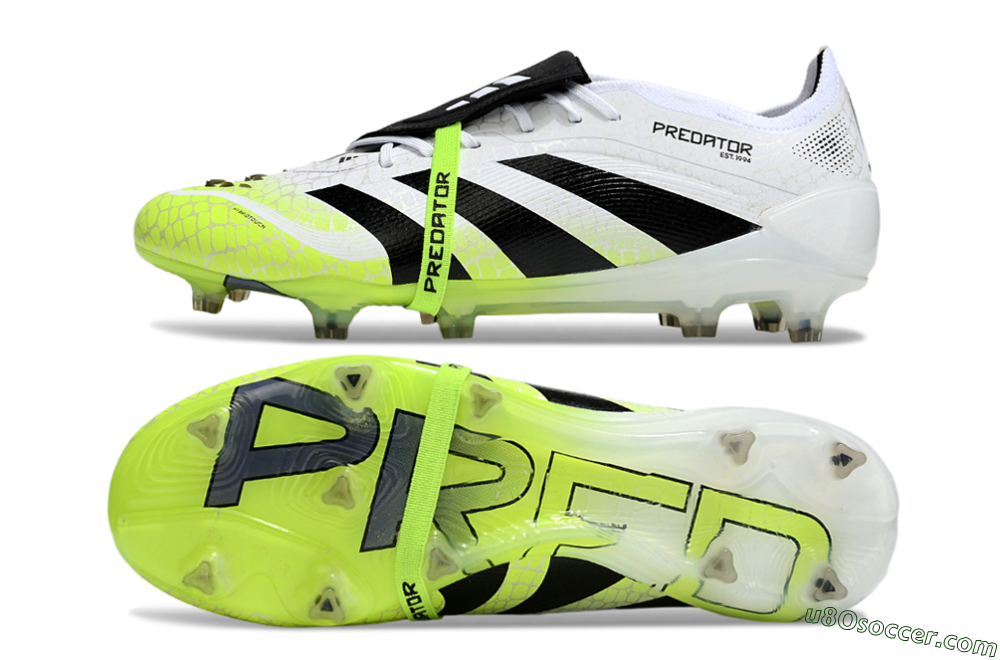 Adidas Predator 25 Elite Foldover Tongue FG Firm Ground Soccer Cleats - White/Black/Yellow 0