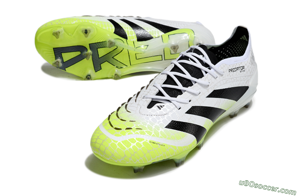 Adidas Predator 25 Elite FG Firm Ground Soccer Cleats - White/Black/Yellow 3