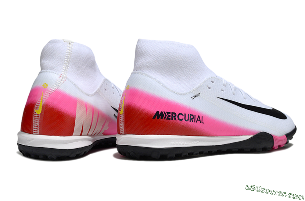 Nike Air Zoom Mercurial Superfly 10 Academy TF Artificial Turf Soccer Shoes - White/Black/Pink 6