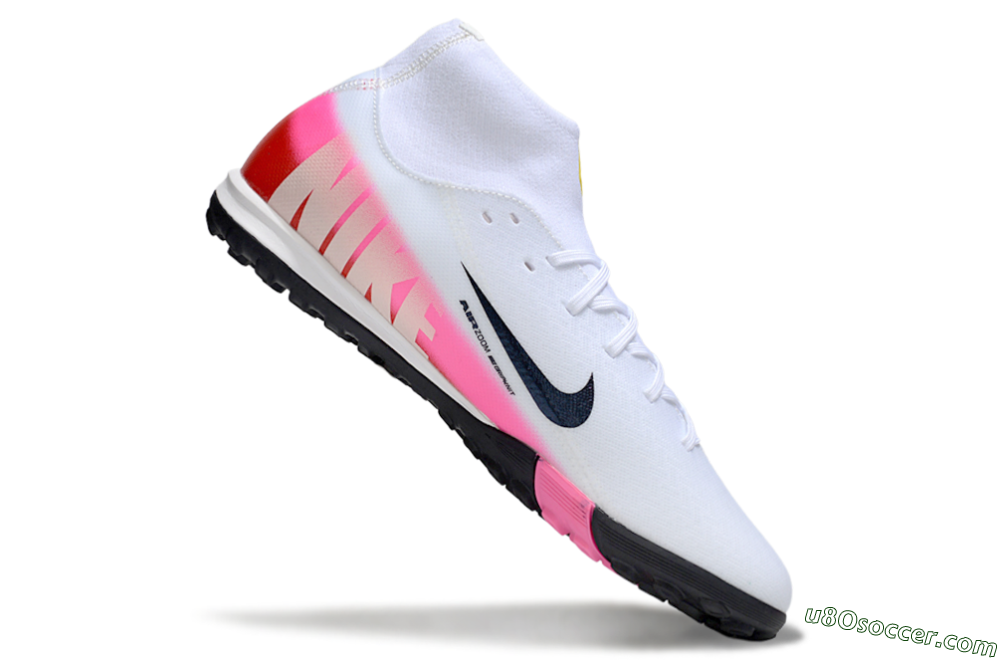Nike Air Zoom Mercurial Superfly 10 Academy TF Artificial Turf Soccer Shoes - White/Black/Pink 4