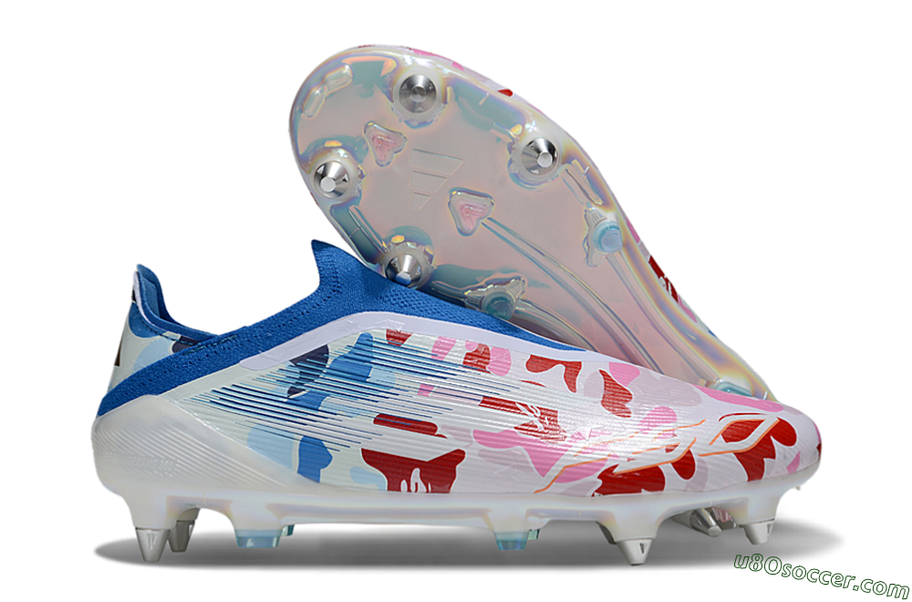Adidas F50 Elite Laceless SG Soft Ground Soccer Cleats - Pink/Whtie/Blue/Red 1