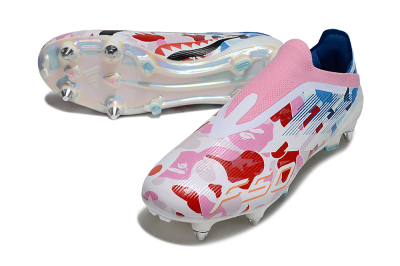 Adidas F50 Elite Laceless SG Soft Ground Soccer Cleats - Pink/Whtie/Blue/Red