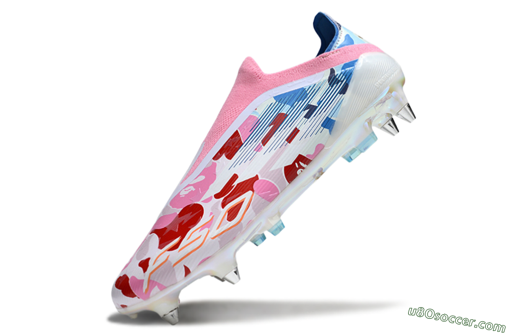 Adidas F50 Elite Laceless SG Soft Ground Soccer Cleats - Pink/Whtie/Blue/Red 4