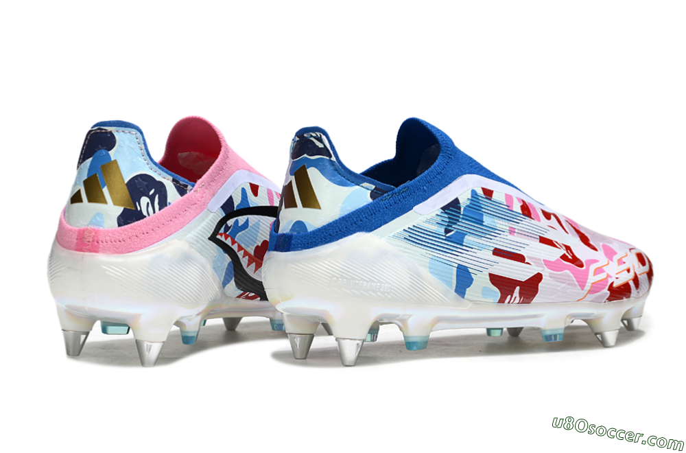 Adidas F50 Elite Laceless SG Soft Ground Soccer Cleats - Pink/Whtie/Blue/Red 5
