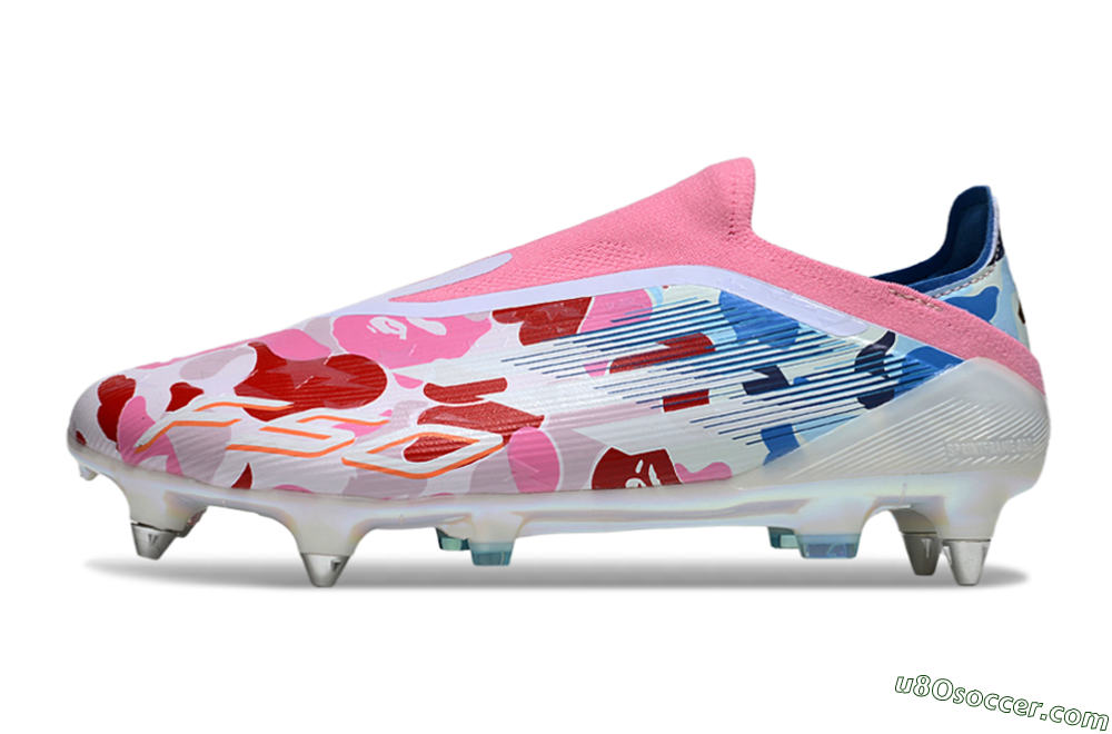 Adidas F50 Elite Laceless SG Soft Ground Soccer Cleats - Pink/Whtie/Blue/Red 2