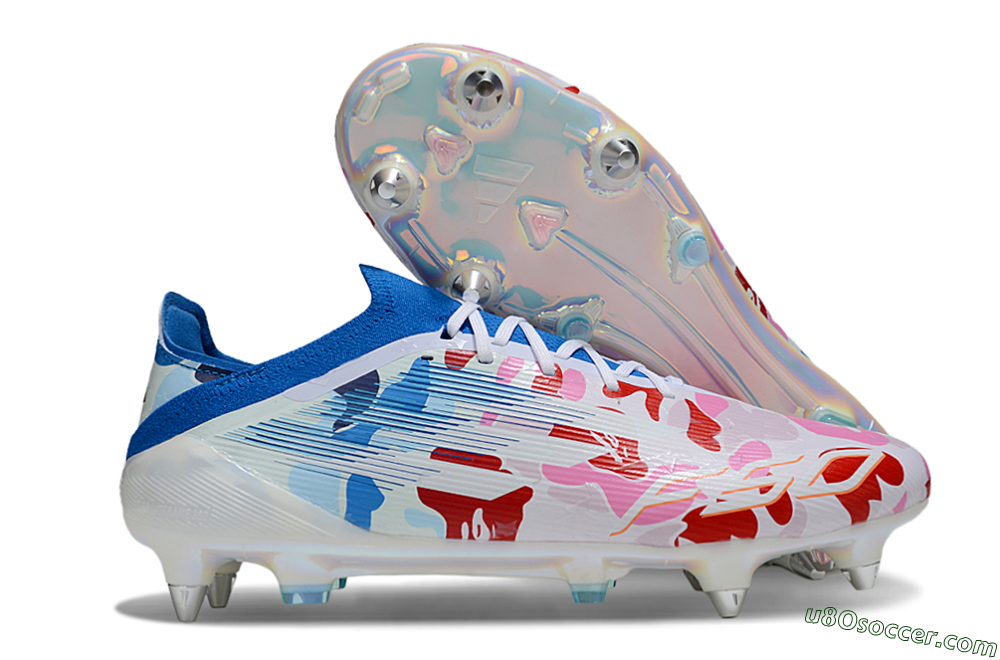 Adidas F50 Elite SG Soft Ground Soccer Cleats - Pink/Whtie/Blue/Red 1