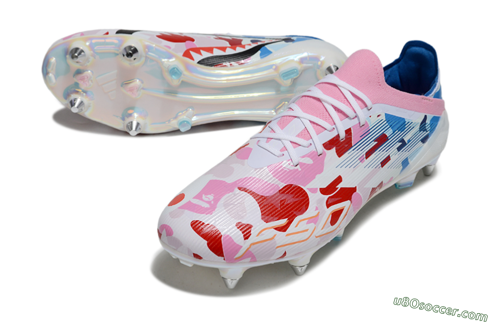 Adidas F50 Elite SG Soft Ground Soccer Cleats - Pink/Whtie/Blue/Red 3