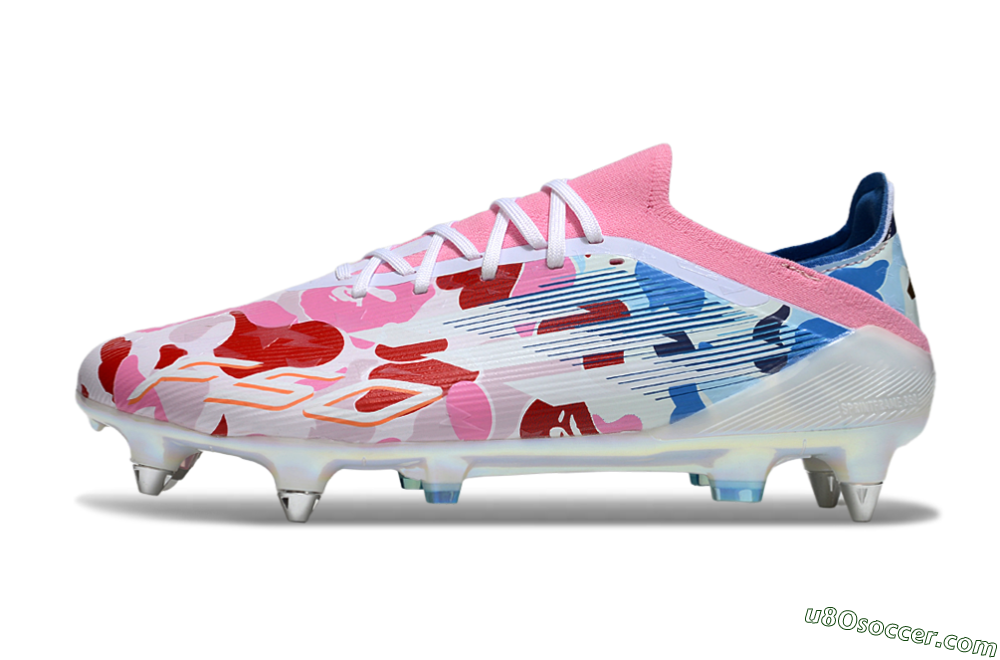 Adidas F50 Elite SG Soft Ground Soccer Cleats - Pink/Whtie/Blue/Red 2