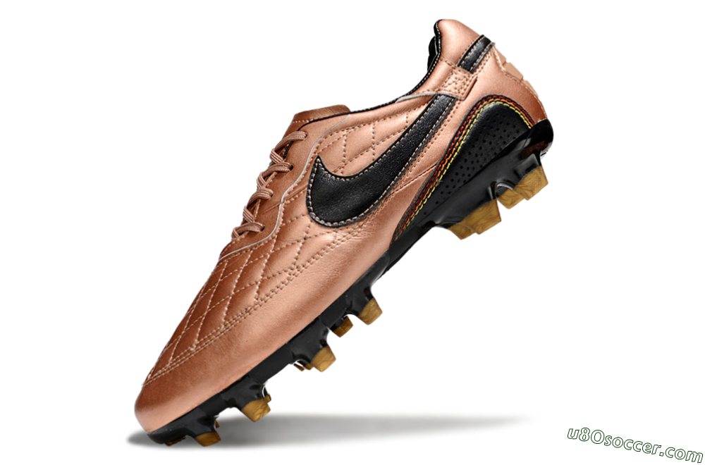 Nike Tiempo Legend R10 Elite FG Firm Ground Soccer Cleats - Gold/Black/Red 5