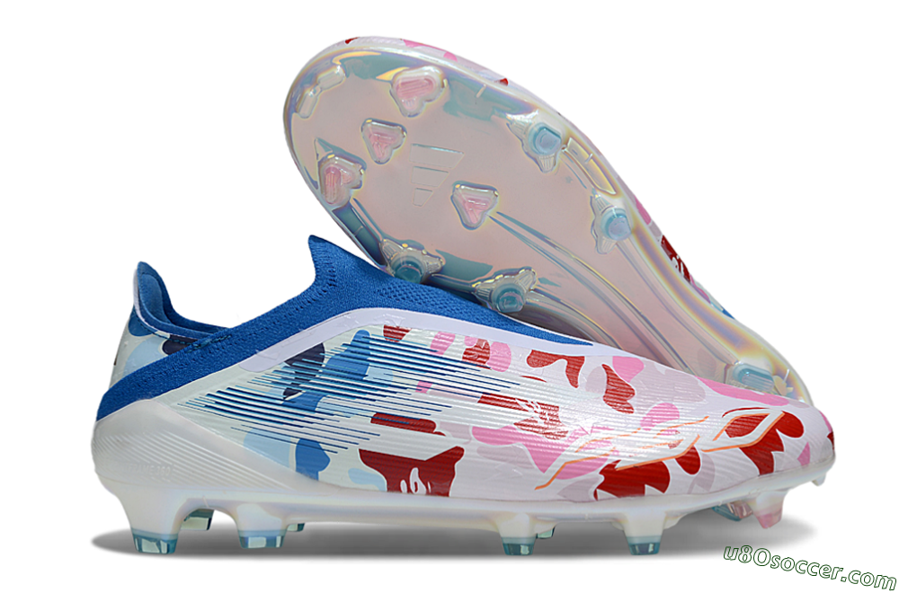 Adidas F50 Elite Laceless FG Firm Ground Soccer Cleats - Pink/Whtie/Blue/Red 1