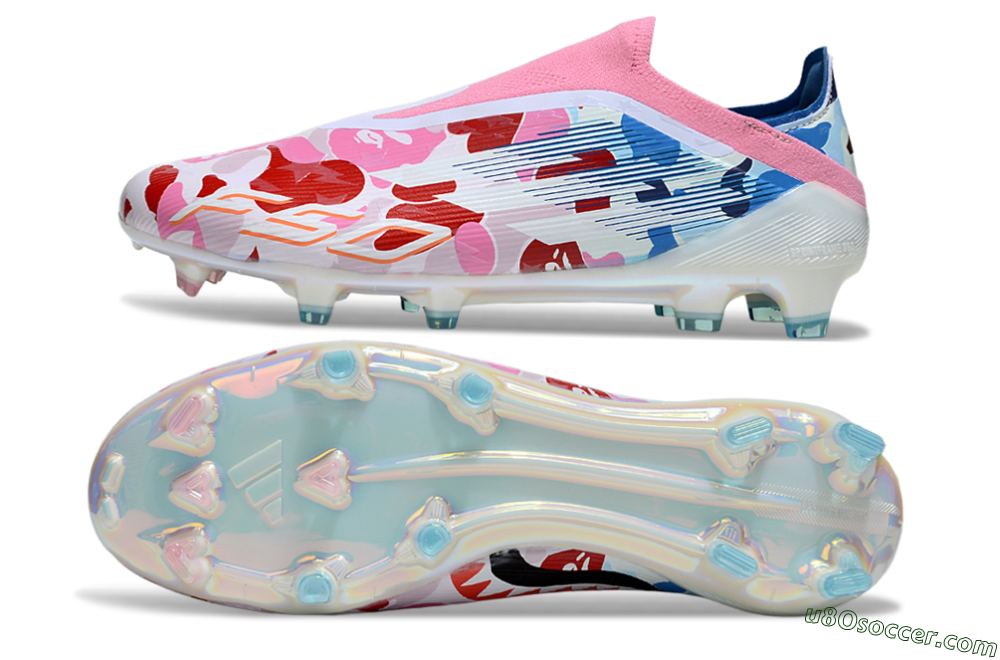 Adidas F50 Elite Laceless FG Firm Ground Soccer Cleats - Pink/Whtie/Blue/Red 0