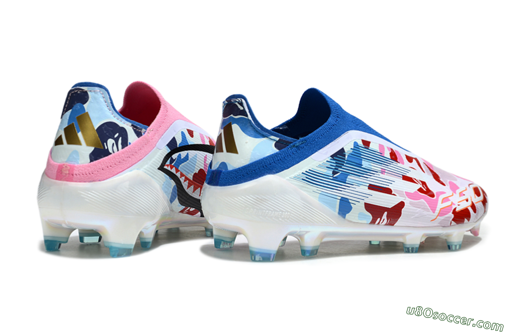 Adidas F50 Elite Laceless FG Firm Ground Soccer Cleats - Pink/Whtie/Blue/Red 6