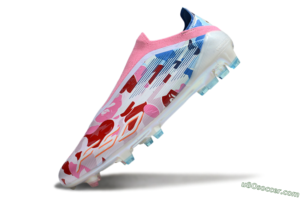 Adidas F50 Elite Laceless FG Firm Ground Soccer Cleats - Pink/Whtie/Blue/Red 5
