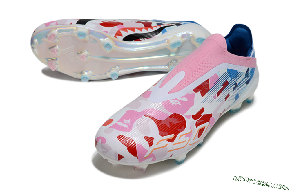 Adidas F50 Elite Laceless FG Firm Ground Soccer Cleats - Pink/Whtie/Blue/Red 3
