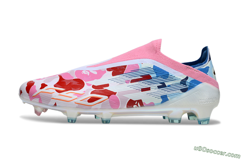 Adidas F50 Elite Laceless FG Firm Ground Soccer Cleats - Pink/Whtie/Blue/Red 2