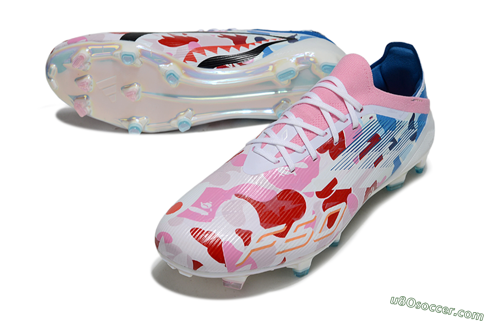 Adidas F50 Elite FG Firm Ground Soccer Cleats - Pink/Whtie/Blue/Red 3