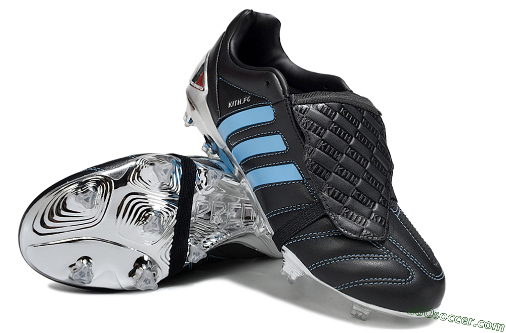 Adidas Predator 25 Elite Foldover Tongue FG Firm Ground Soccer Cleats - Black/Blue/Silver 3