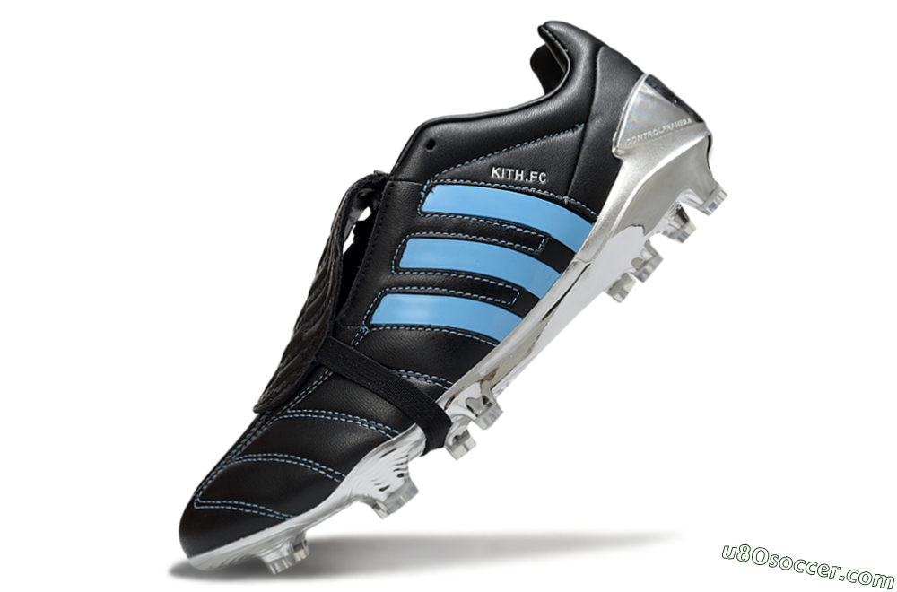 Adidas Predator 25 Elite Foldover Tongue FG Firm Ground Soccer Cleats - Black/Blue/Silver 5