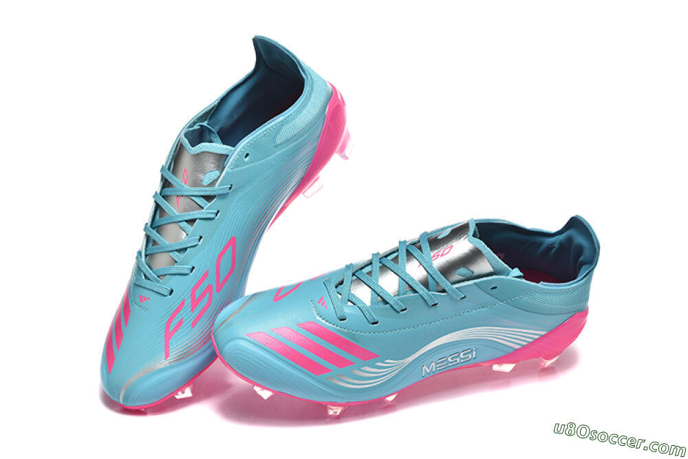 Messi x Adidas F50 Elite FG Firm Ground Soccer Cleats - Jade/Pink/Silver 6