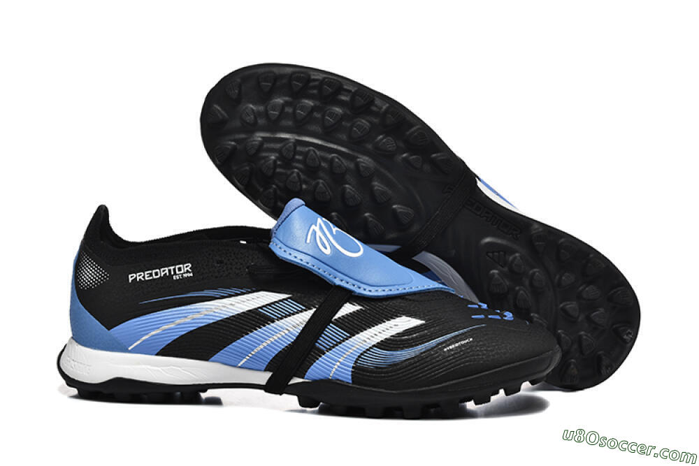 Adidas Predator 25 Elite Foldover Tongue TF Artificial Turf Soccer Shoes - Black/White/Blue 1