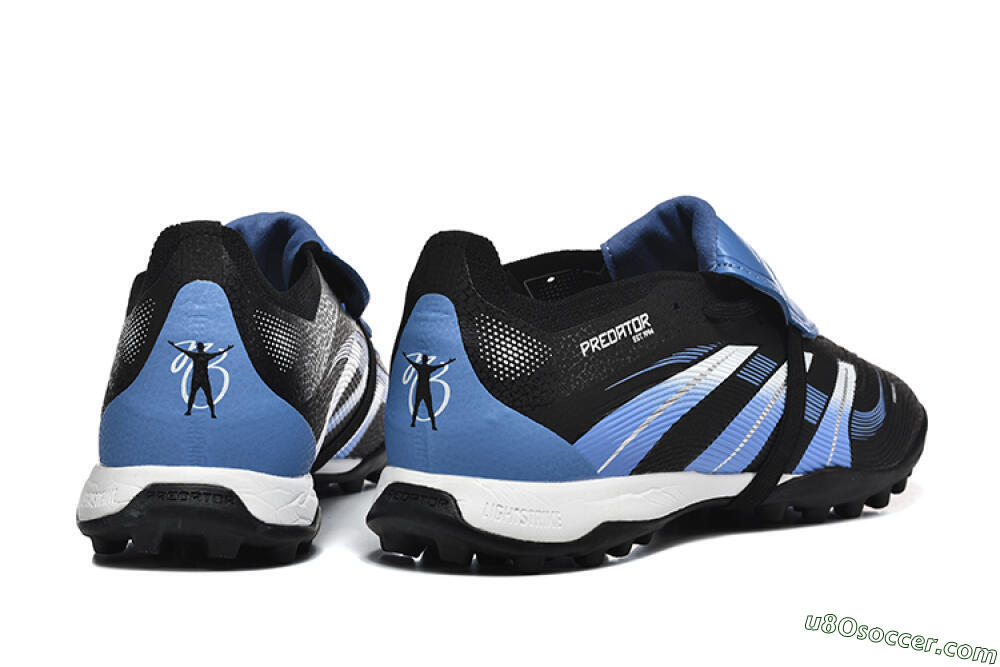 Adidas Predator 25 Elite Foldover Tongue TF Artificial Turf Soccer Shoes - Black/White/Blue 9