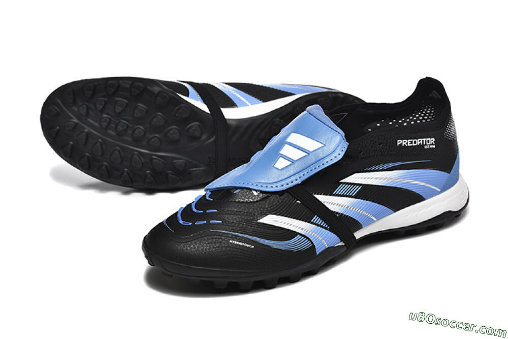 Adidas Predator 25 Elite Foldover Tongue TF Artificial Turf Soccer Shoes - Black/White/Blue 3