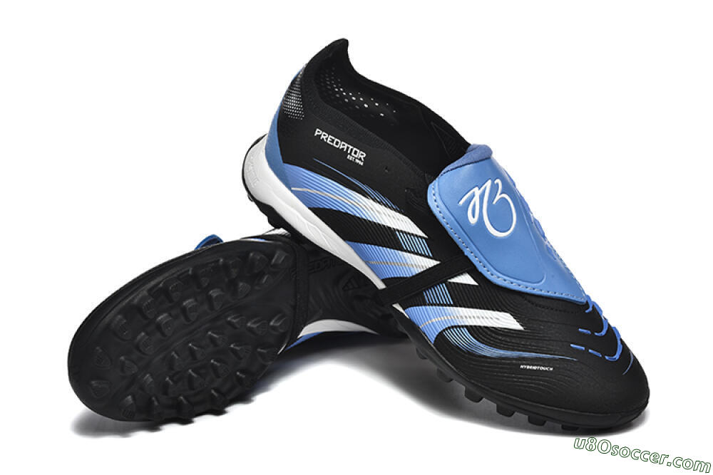 Adidas Predator 25 Elite Foldover Tongue TF Artificial Turf Soccer Shoes - Black/White/Blue 4